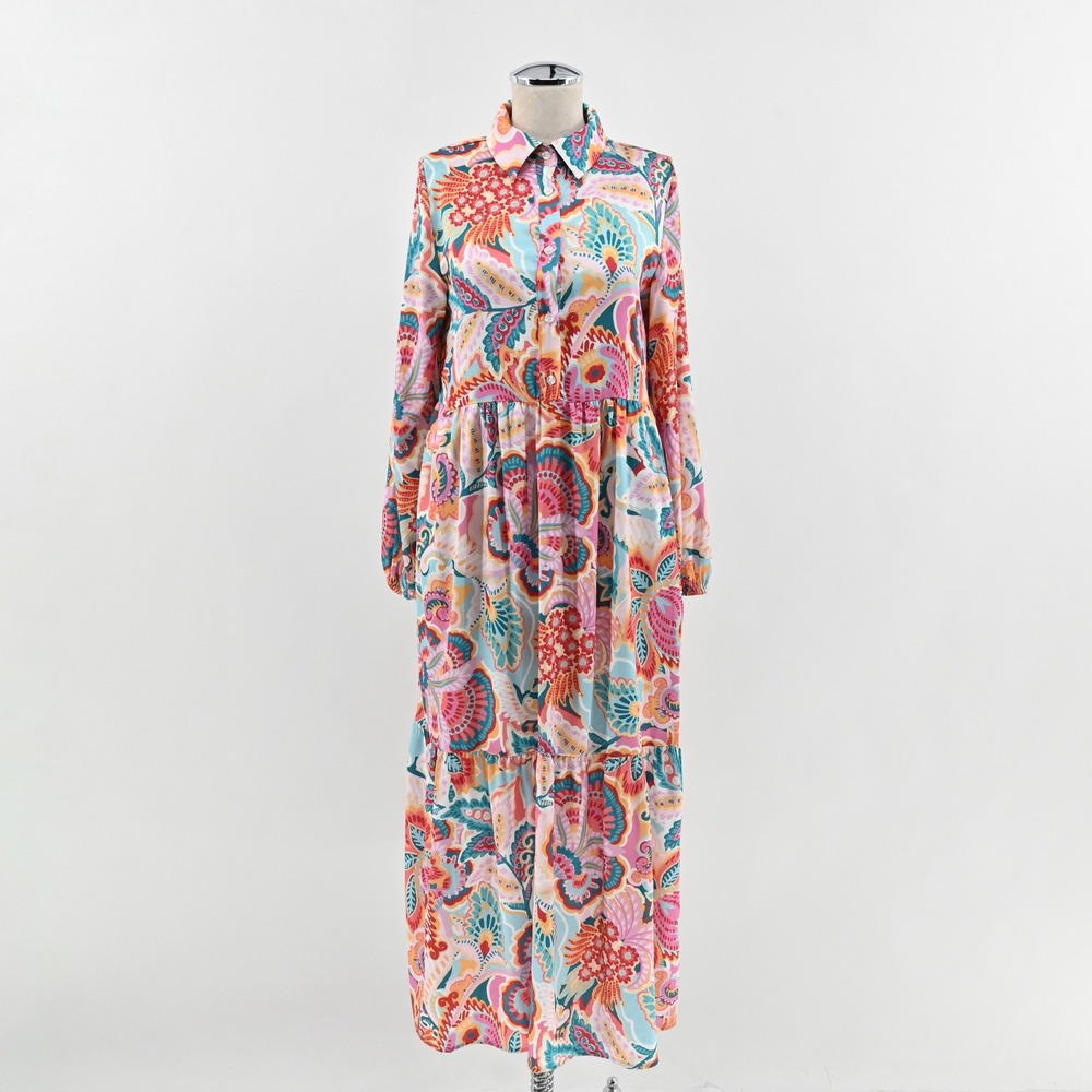 Cynthia Rowley Paisley Tiered Dress Size XS Boho Resortwear Cottagecore Bohemian
